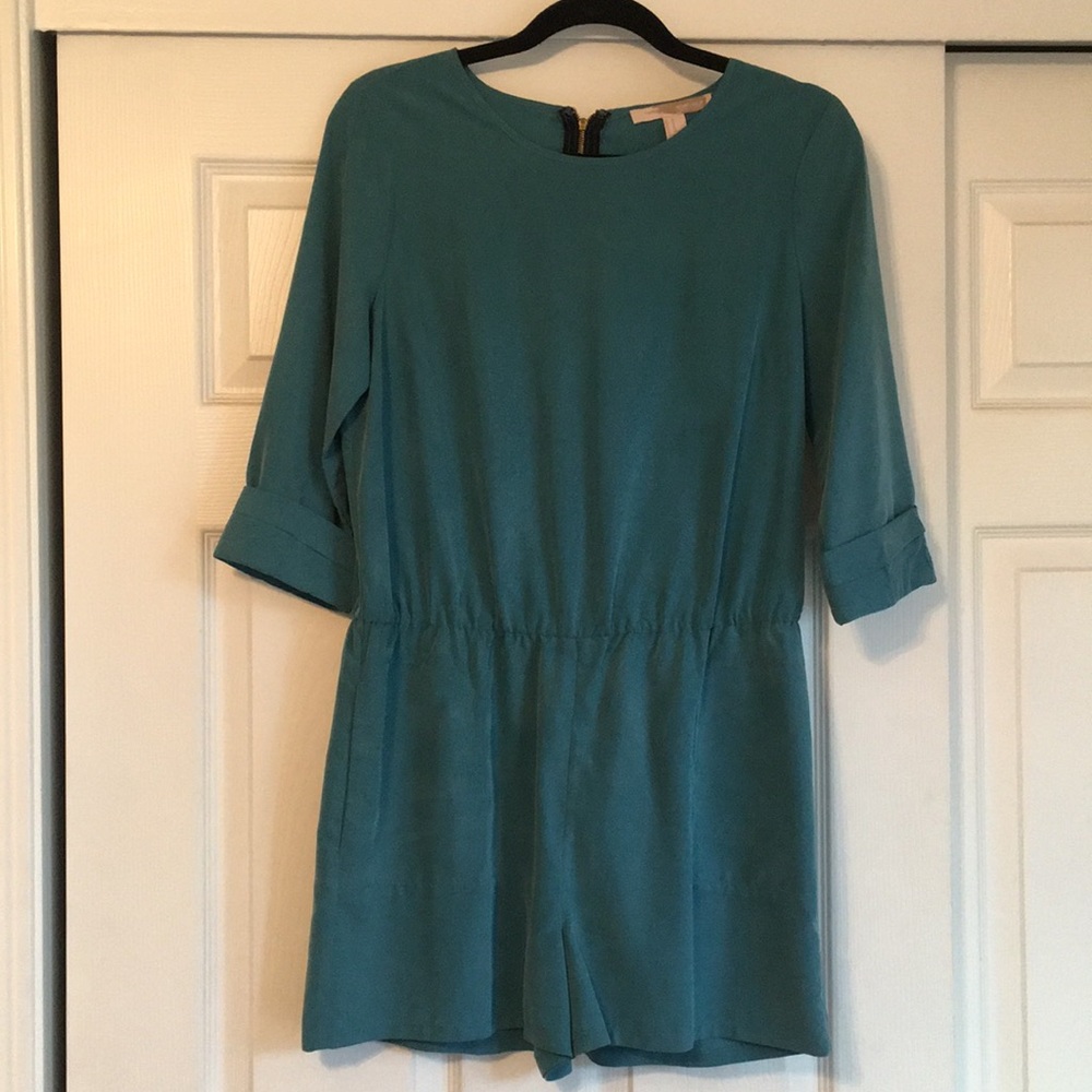 Forever 21 Suede Romper in Jade Green